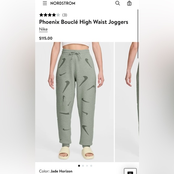 NWT Nike Phoenix Boulce High Waisted Logo Jade Joggers size Small - Picture 1 of 10
